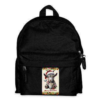 Weihnachtsziege mit heißer Schokolade - Kinder Rucksack - Schwarz - Vorne