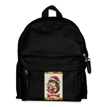 Weihnachtsigel mit heißer Schokolade - Kinder Rucksack - Schwarz - Vorne