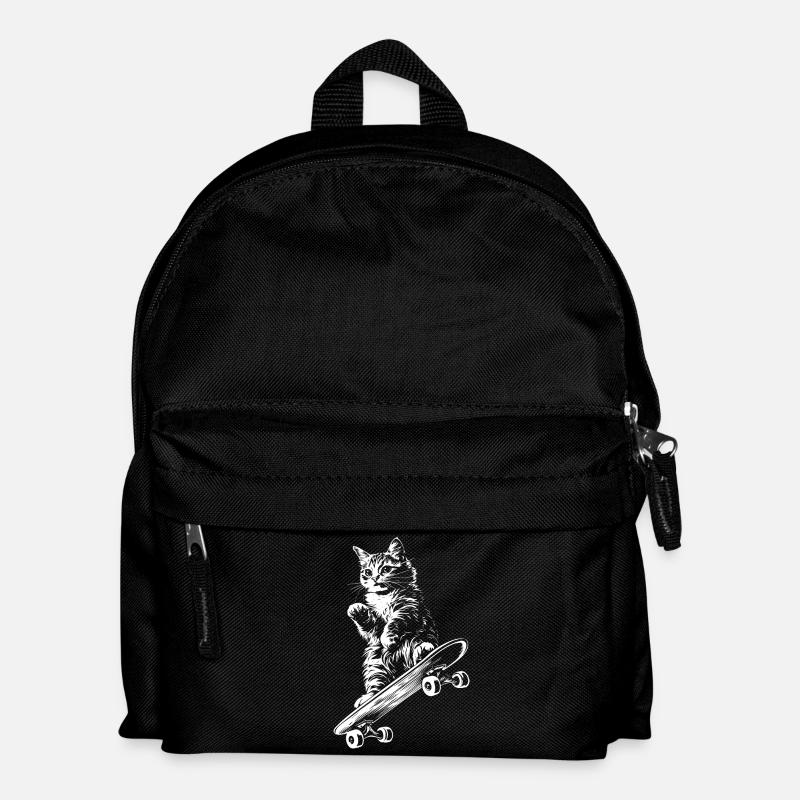 Cat Skateboard Skater - Kids' Backpack - black