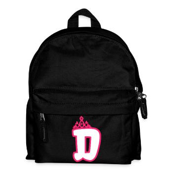 Monogrammierte Kleinkind Mädchen Krone - Kinder Rucksack - Schwarz - Vorne