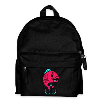 Fish Fish Hook Comic - Kids' Backpack - black - Front