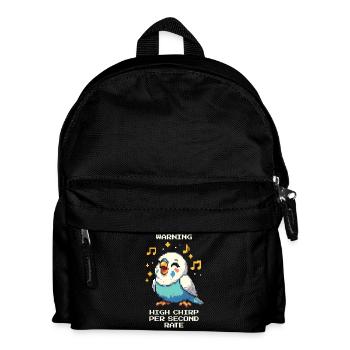 Warning: High chirping frequency | Budgie - Kids' Backpack - black - Front
