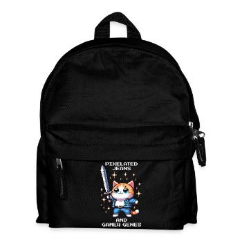Pixel Jeans & Gamer Genes | Cats, Wordplay - Kids' Backpack - black - Front