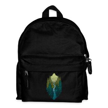 Berglandschaft mit Wald und Fluss – Naturdesign - Kinder Rucksack - Schwarz - Vorne