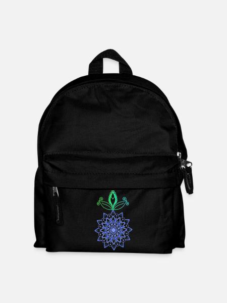 Mandala-Blüte Farbdesign - Kinder Rucksack - Schwarz