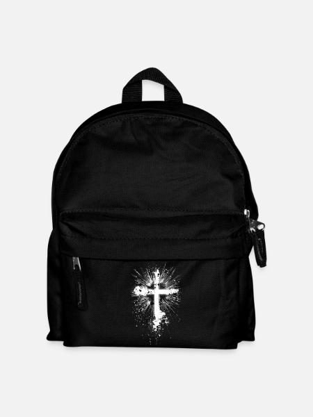 White cross with paint splatter - Kids' Backpack - black