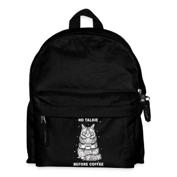 No conversation in front of coffee lover cat - Kids' Backpack - black - Front