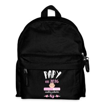 Papy en 2026 Fille Veuillez Patienter - Sac à dos Enfant - noir - Devant