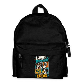 Life Is Better With A Dog By Your Side - Kinder Rucksack - Schwarz - Vorne