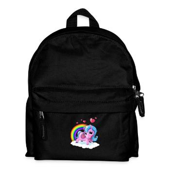 Einhornbaby Tracy auf Wolke mit Regenbogen, Fohlen - Kinder Rucksack - Schwarz - Vorne