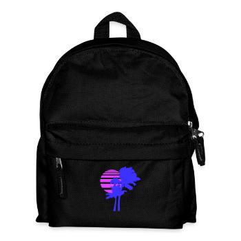 2 Palm Trees Island Tree Stripes Sun Sunset - Kids' Backpack - black - Front