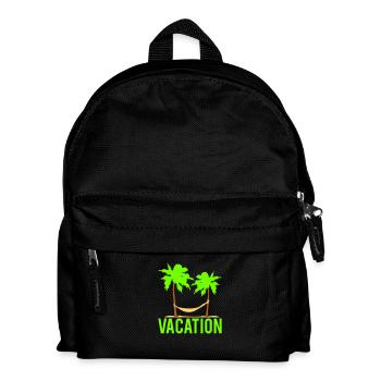 Vacation Text Hängematte Unter 2 Palmen Schlafen - Kinder Rucksack - Schwarz - Vorne