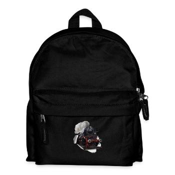 Steam locomotive breaks through paper - Kids' Backpack - black - Front