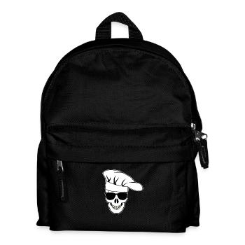 Skull with sunglasses chef's hat - Kids' Backpack - black - Front