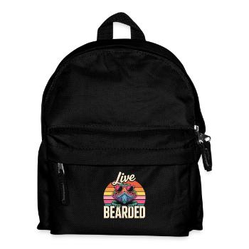 Live Bearded! Bartagame Reptil Terraristik - Kinder Rucksack - Schwarz - Vorne