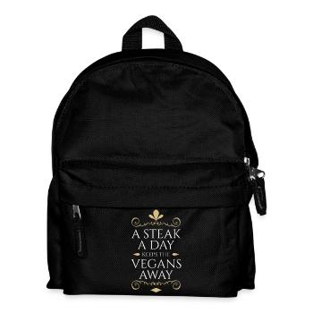 Anti Vegan Fancy Steak Gold - Kids' Backpack - black - Front