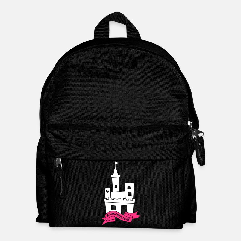 Burgfräulein Prinzessin Burg Schloss Märchen Illu - Kinder Rucksack - Schwarz