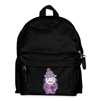 cute purple monster with winter hat - Kids' Backpack - black - Front