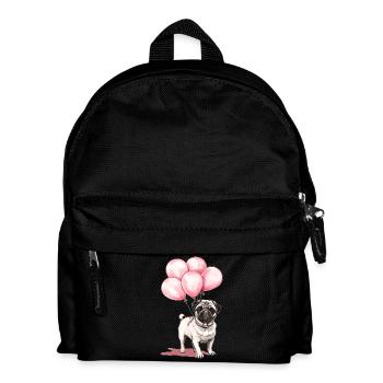 Mops und Luftballons - Kinder Rucksack - Schwarz - Vorne