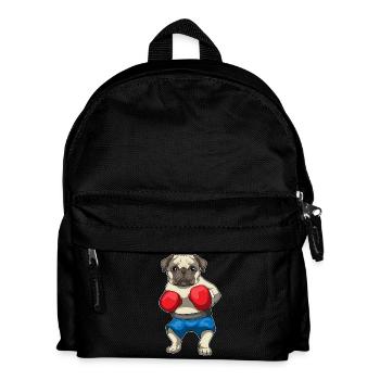 Mops Boxer Boxhandschuhe Boxen - Kinder Rucksack - Schwarz - Vorne