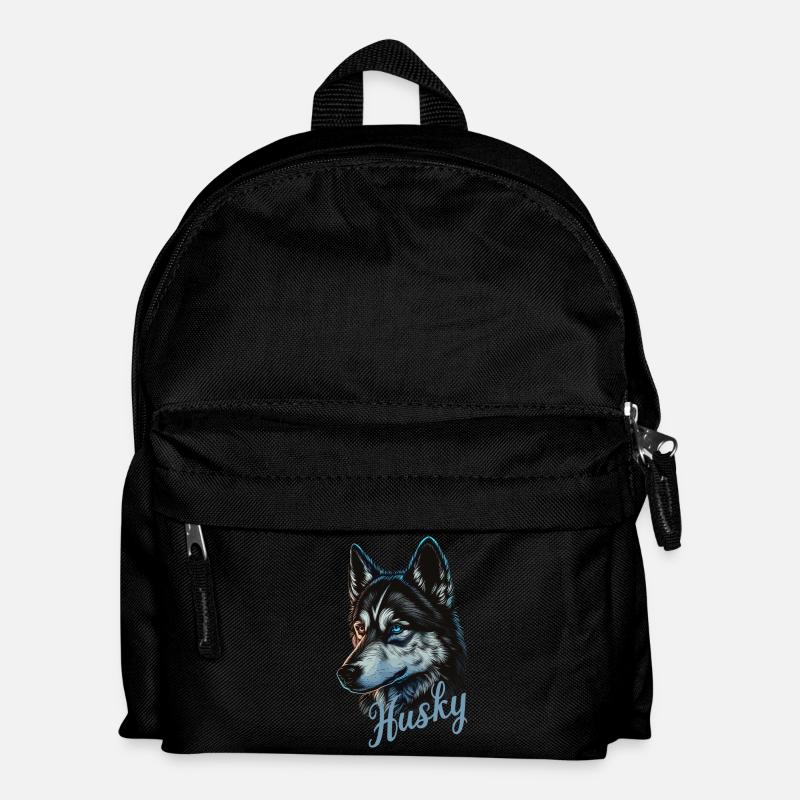 Husky Vintage Schlittenhunde Sibirischer Husky - Kinder Rucksack - Schwarz