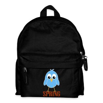 Oiseau printanier mignon avec de grands yeux - Sac à dos Enfant - noir - Devant