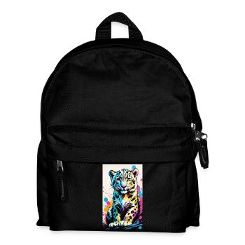 Léopard des neiges | Léopard | Prédateur - Sac à dos Enfant - noir - Devant