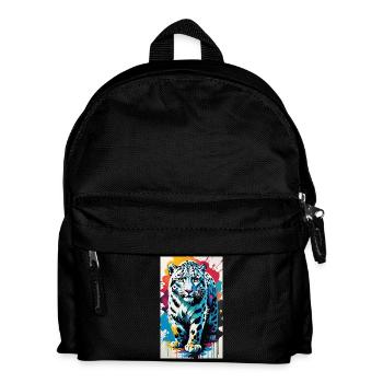 Schneeleopard | Leopard | Raubtier - Kinder Rucksack - Schwarz - Vorne
