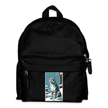 Léopard des neiges | Léopard | Prédateur - Sac à dos Enfant - noir - Devant