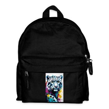 Schneeleopard | Leopard | Raubtier - Kinder Rucksack - Schwarz - Vorne