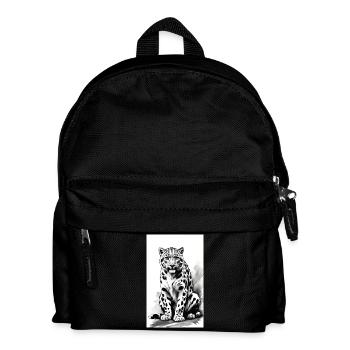 Schneeleopard | Leopard | Raubtier - Kinder Rucksack - Schwarz - Vorne