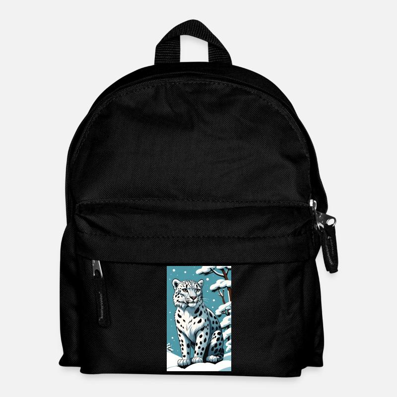 Schneeleopard | Leopard | Raubtier - Kinder Rucksack - Schwarz