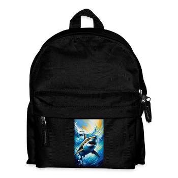 Hai | Weißer Hai | Meerestier | Fisch - Kinder Rucksack - Schwarz - Vorne