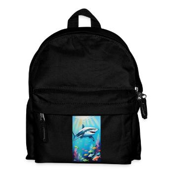 Requin | Grand requin blanc | Créature marine | Poisson - Sac à dos Enfant - noir - Devant