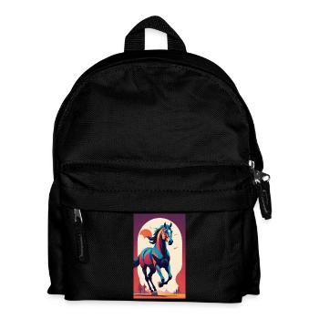Pferd | reiten | Tier | Reittier | Bunt - Kinder Rucksack - Schwarz - Vorne