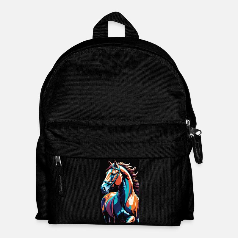 Pferd | reiten | Tier | Reittier | Bunt - Kinder Rucksack - Schwarz