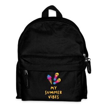 Summer Vibes Eis Flip Flops Quote Sommer Urlaub - Kinder Rucksack - Schwarz - Vorne