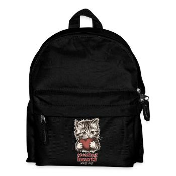 Cute Kitten Stealing Hearts - Cat Holding Heart - Kids' Backpack - black - Front
