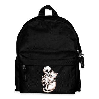 Skeleton And Cat Hug Love Humor - Kids' Backpack - black - Front