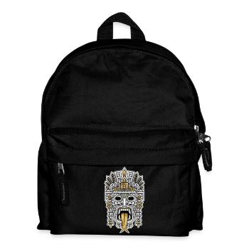 Maya-Inka-Maske Gold-weißes Stammestotem - Kinder Rucksack - Schwarz - Vorne