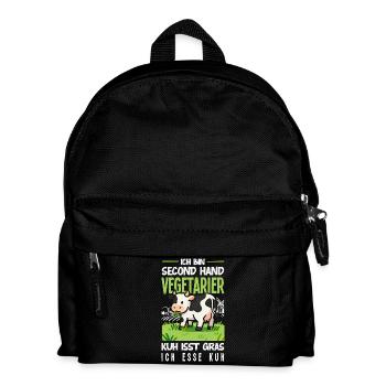 Second Hand Vegetarier Kuh Isst Gras Fleisch - Kinder Rucksack - Schwarz - Vorne