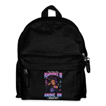 Anime and Music Chibi Black Girl - Kids' Backpack - black - Front