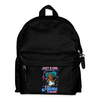 Anime and Music Chibi Black Girl - Kids' Backpack - black - Front
