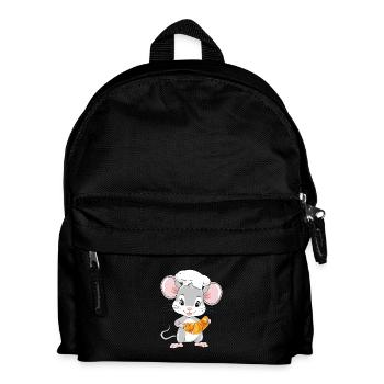 Glückliche Chefmaus mit Croissant - Kinder Rucksack - Schwarz - Vorne