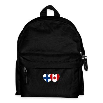 Finland Canada Flag Heart - Kids' Backpack - black - Front