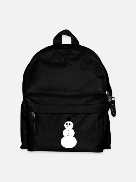 Minimal Snowman Winter Design - Kids' Backpack - black