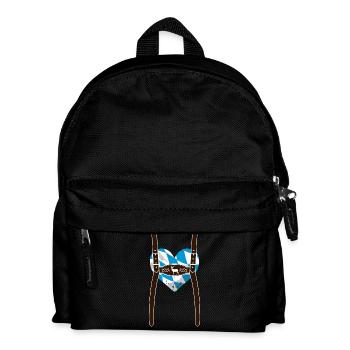 Lederhose & Bayern Flaggen Herz - Kinder Rucksack - Schwarz - Vorne