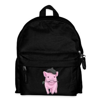 Pig Painter Brush Painting - Kids' Backpack - black - Front
