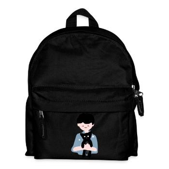 Katze sitzt in menschlicher Handfläche4 - Kinder Rucksack - Schwarz - Vorne