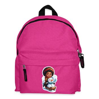 Child-friendly snowman on sled - Kids' Backpack - fuchsia - Front